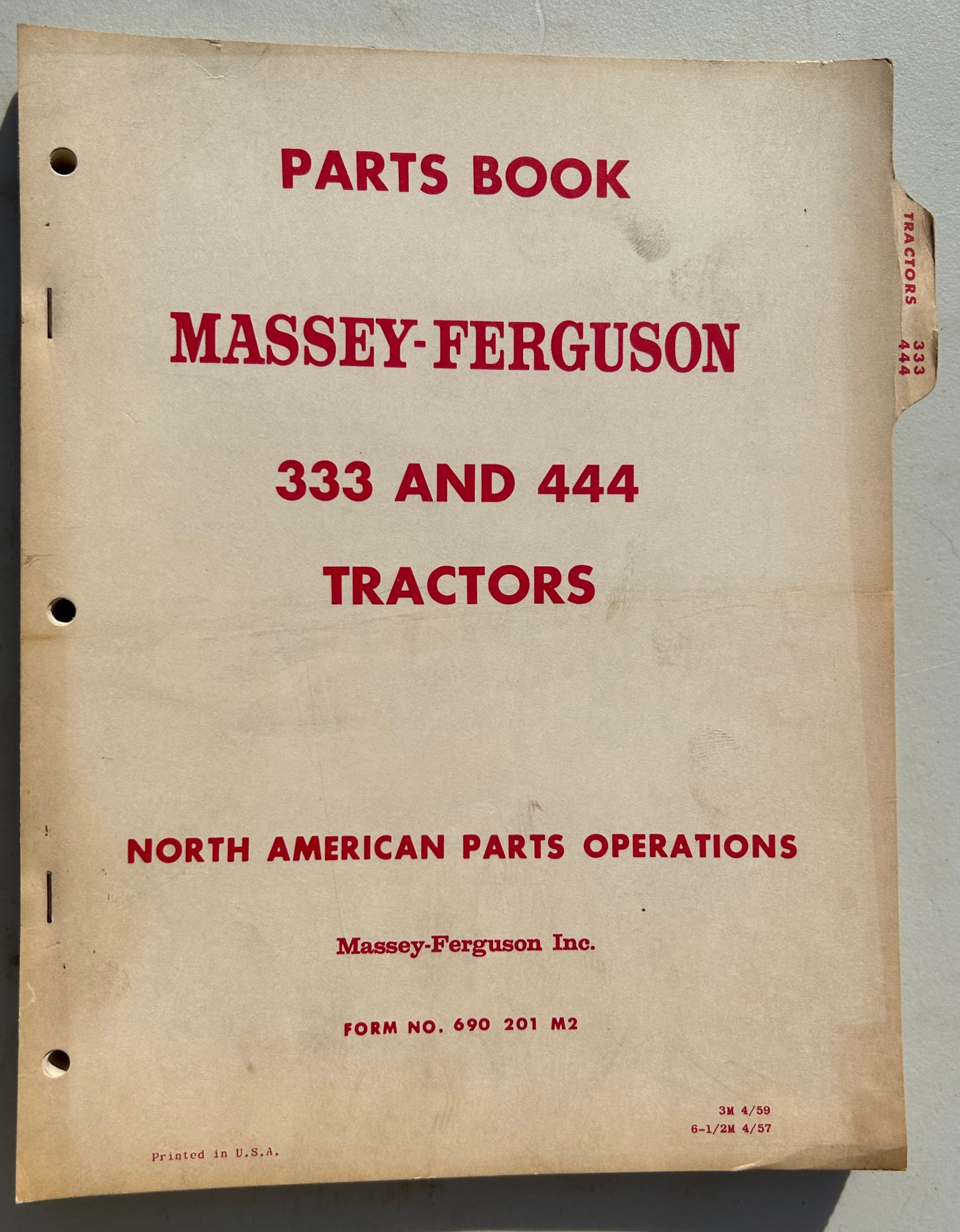 Massey Ferguson 333 & 444 Tractors Parts Book