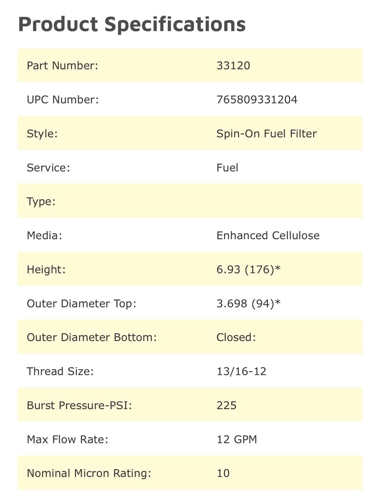Wix 33120 Spin-On Fuel Filter