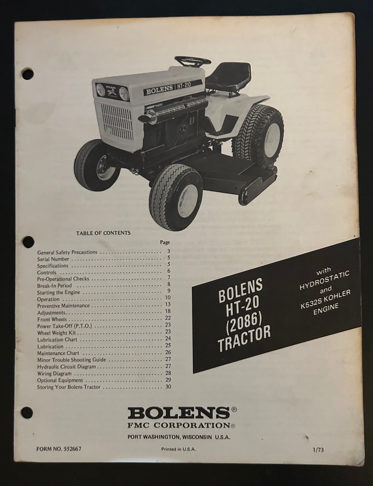 Bolens _ HT-20 (2086) Tractor _ Manual