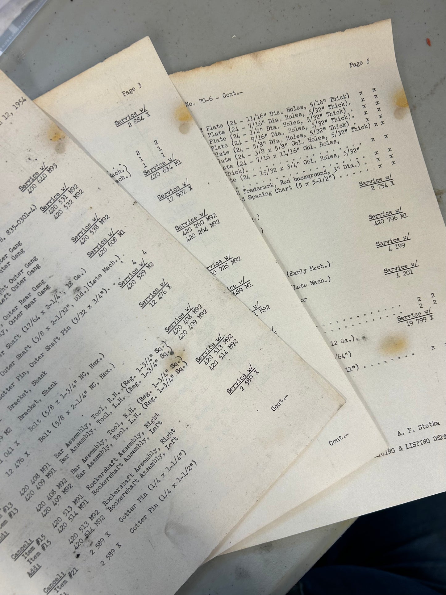 Massey-Harris _ Vintage Repair Parts Change Bulletin no 70-6