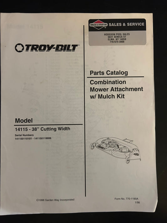 Bolens / Troy-Bilt _ Combination Mower Attachment w/ Mulch Kit model 14115 _ Parts Catalog