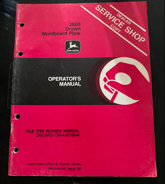 John Deere  _ 3600 Drawn Moldboard Plow _ Operator's Manual