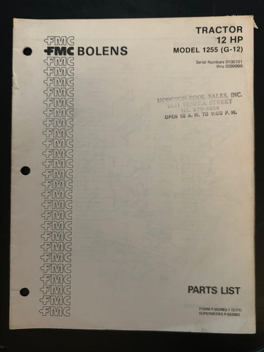 Bolens _Tractor 12 HP model 1255 _ Parts List