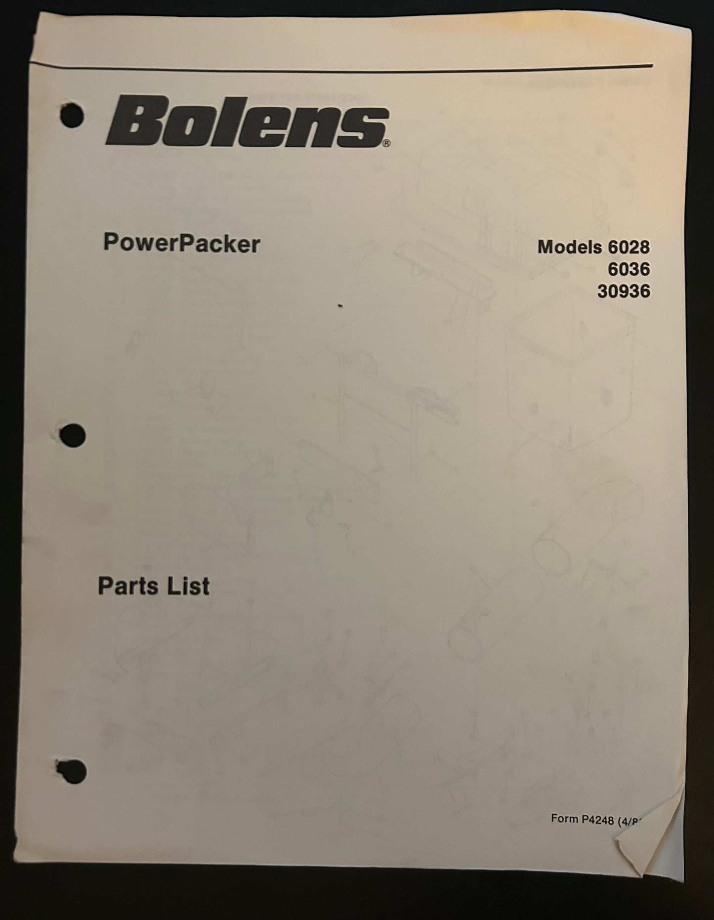 Bolens _ Power Packer Attachment model 6028, 6036 & 30936 _ Installation Instructions