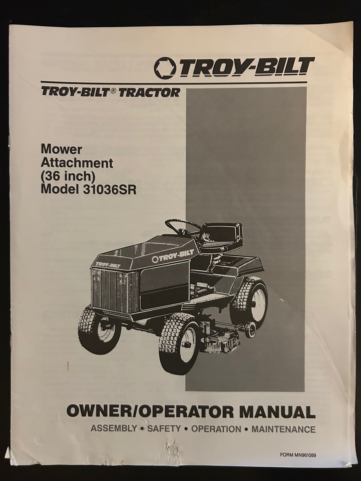 Bolens _ Mower Attachment 36” model 31036SR _ Owner/Operator Manual