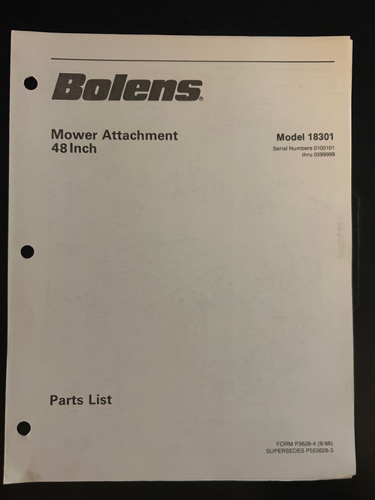 Bolens _ Mower Attachment 48” model 18301 _ Parts List