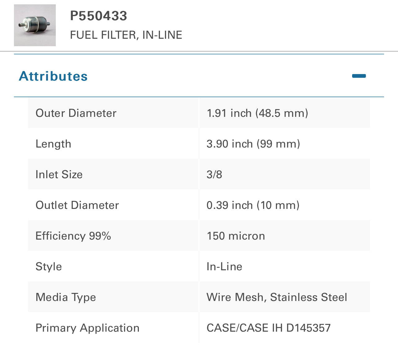 Donaldson P550433 Fuel Filter