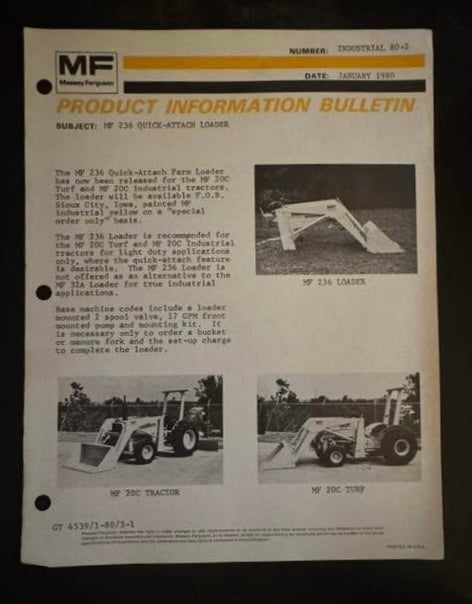 Massey Ferguson _ MF 236 Quick-Attach Loader January 1980 _ Product Info Bulletin