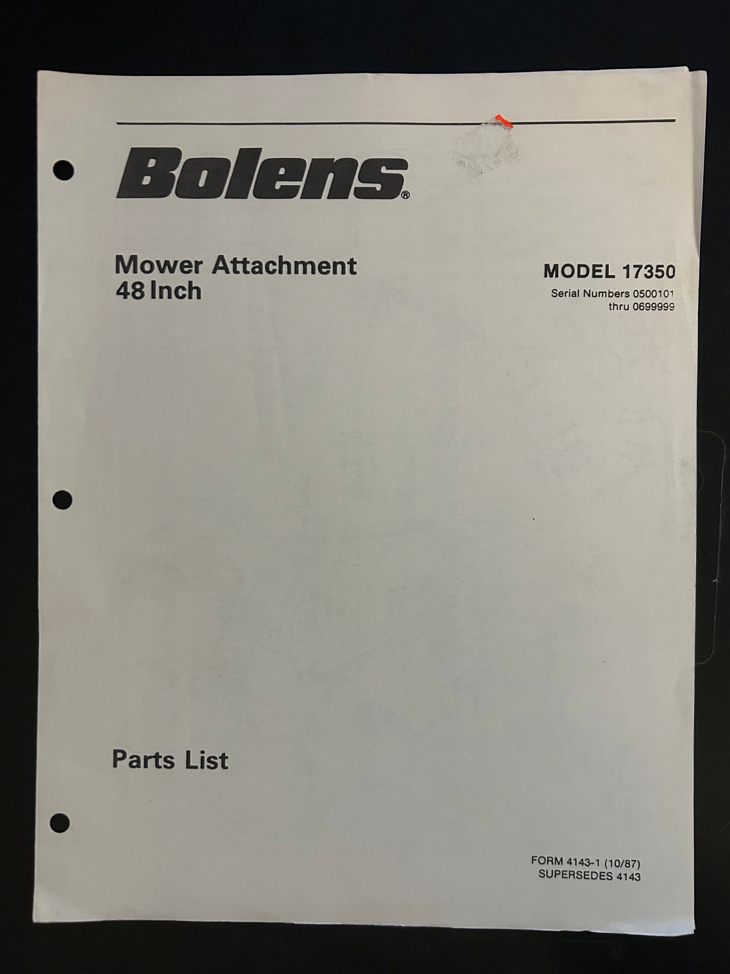 Bolens _ Mower Attachment 48” model 17350 _ Safety & Operation Instructions