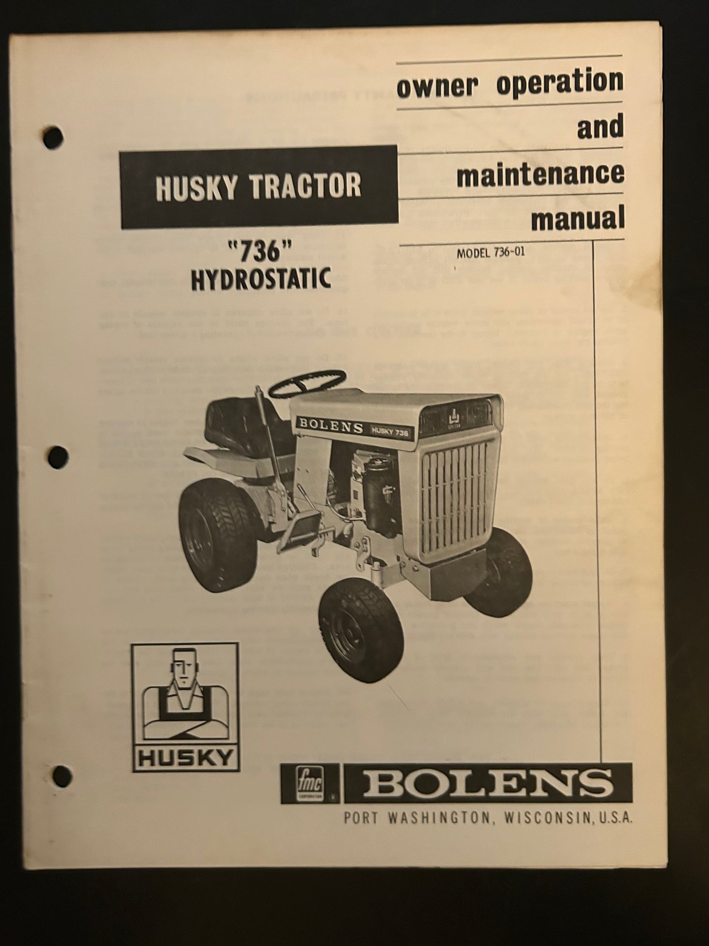 Bolens _ Huskey Tractor 736 Hydrostatic _ Owner Operation & Maintenance Manual