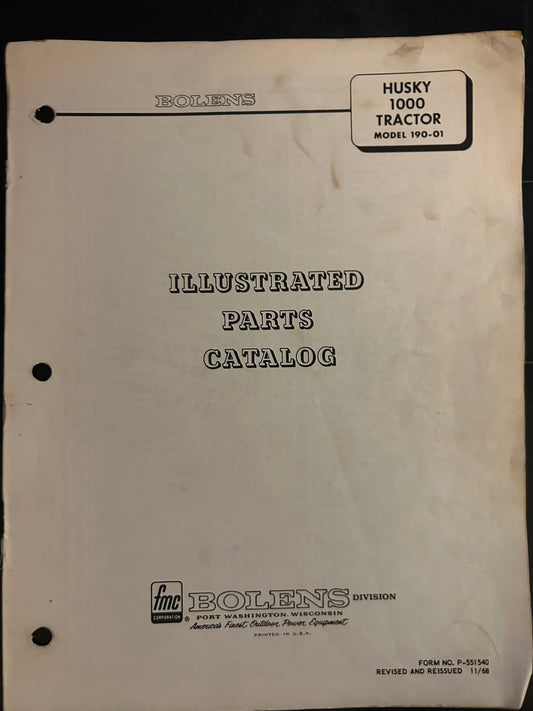 Bolens _ Husky 1000 Tractor model 190-01 _ Illustrated Parts Catalog
