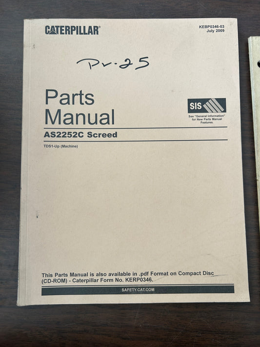 Caterpillar _ AS2252C Screed _ Parts Manual