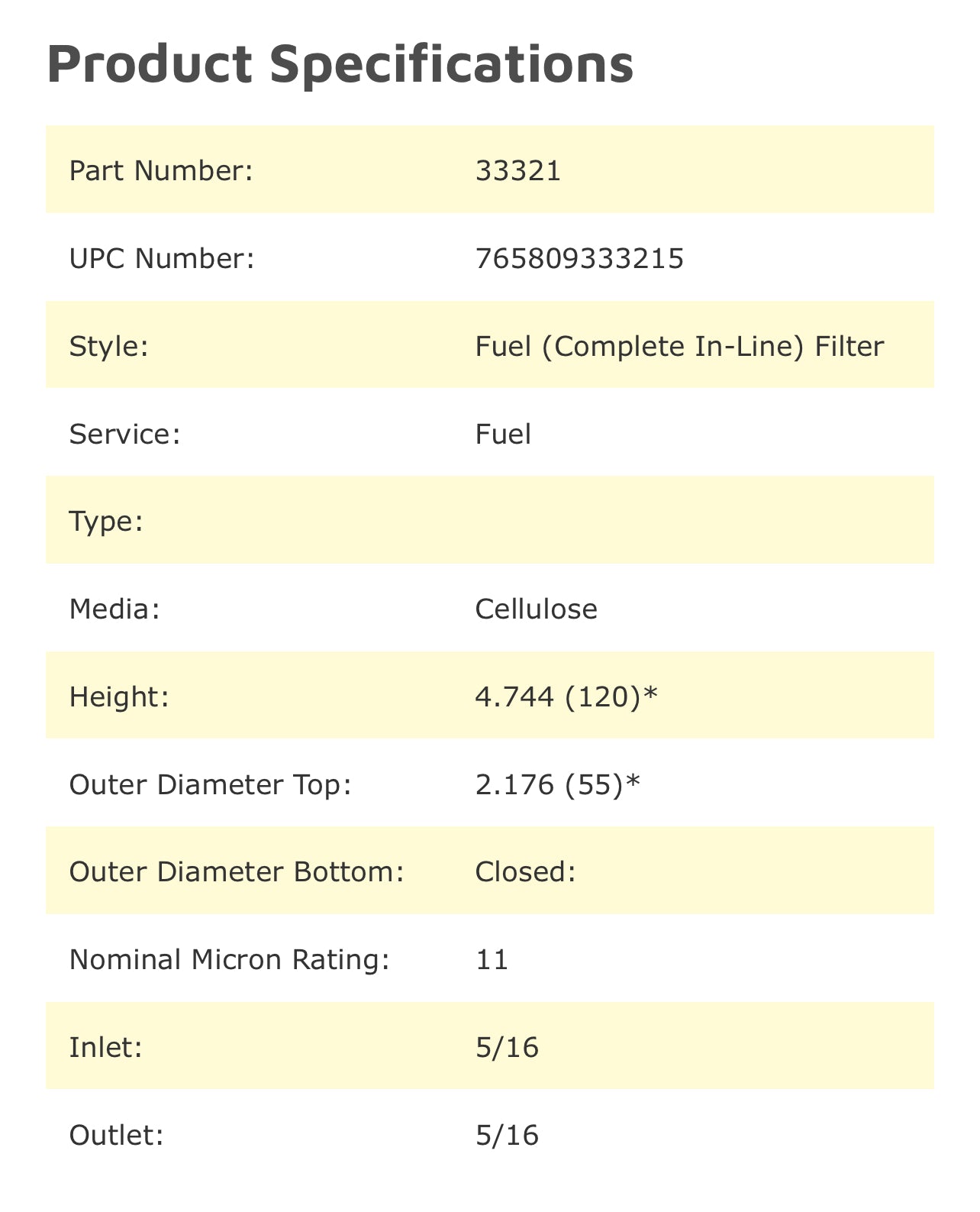 Wix 33321 In-Line Fuel Filter