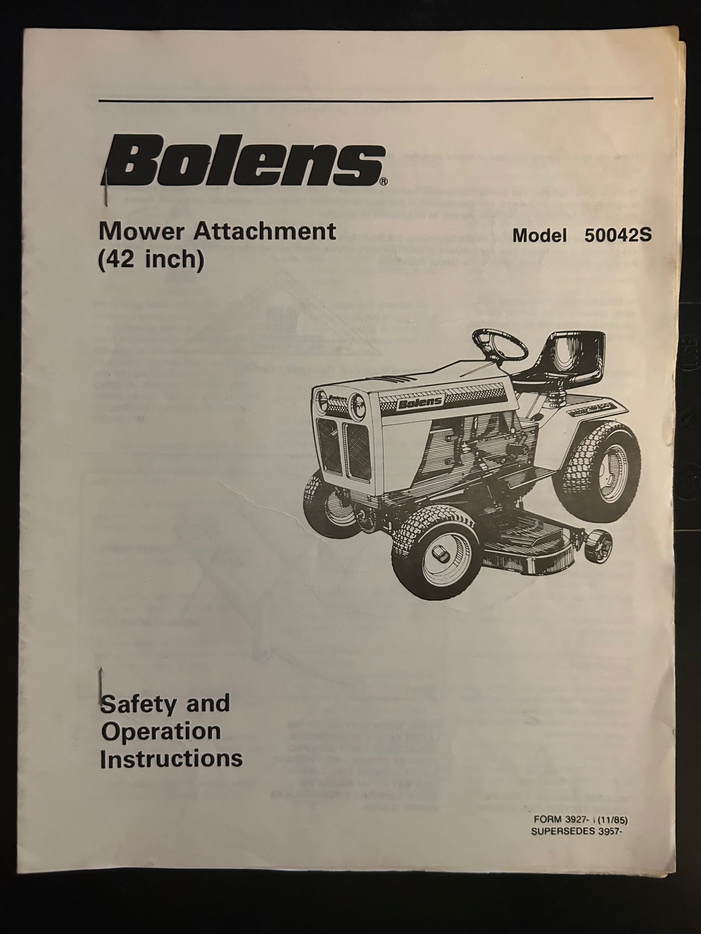 Bolens _ Mower Attachment 42” model 50042S _ Safety & Operation Instructions