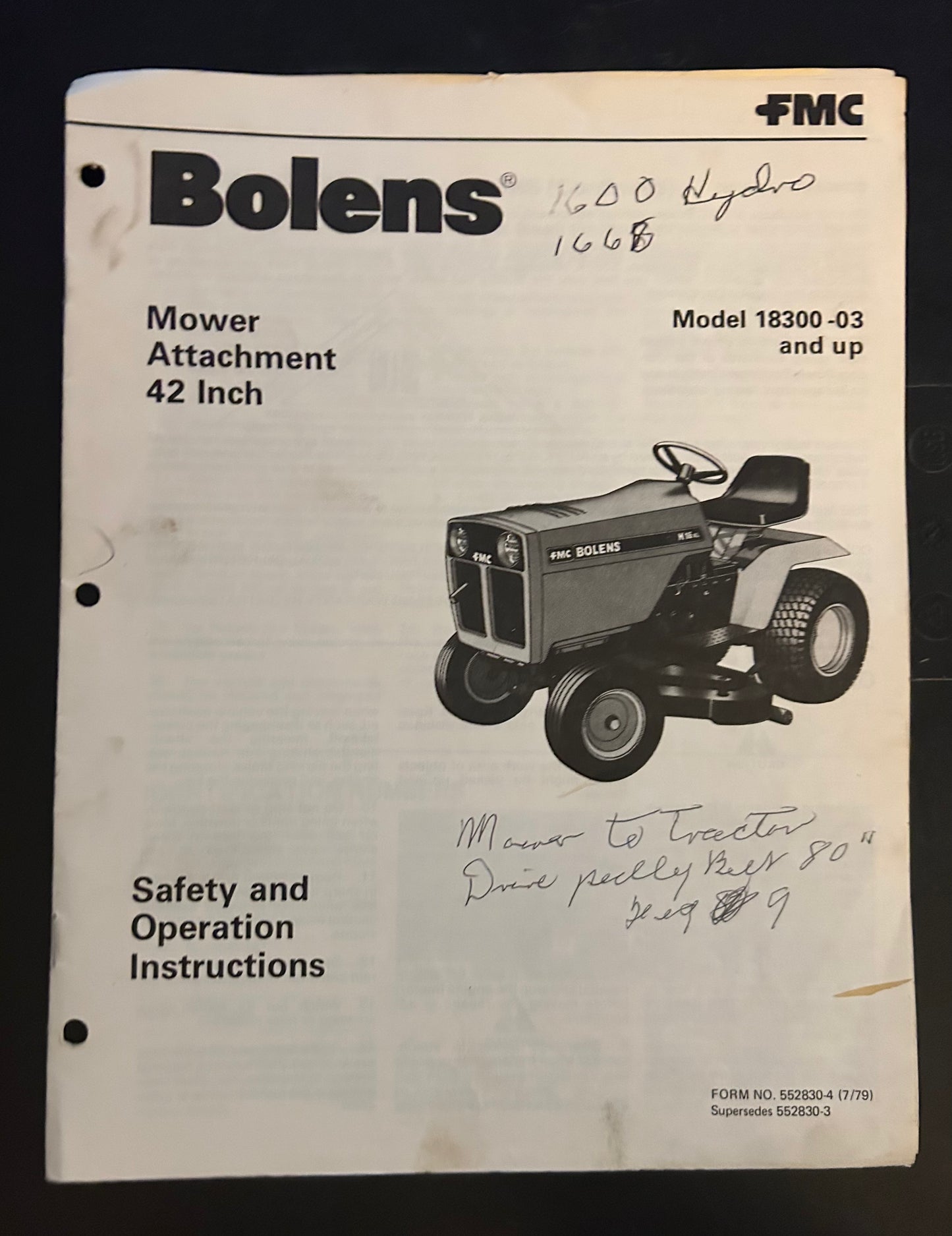 Bolens _ Mower Attachment 42” model 18300 _ Safety & Operation Instructions