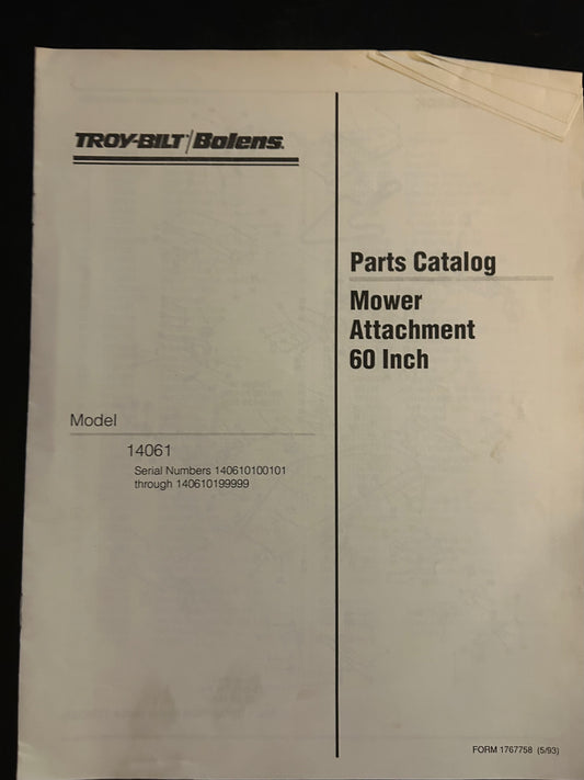 Troy-Bilt / Bolens _ Mower Attachment 60” model 14061 _ Parts Catalog