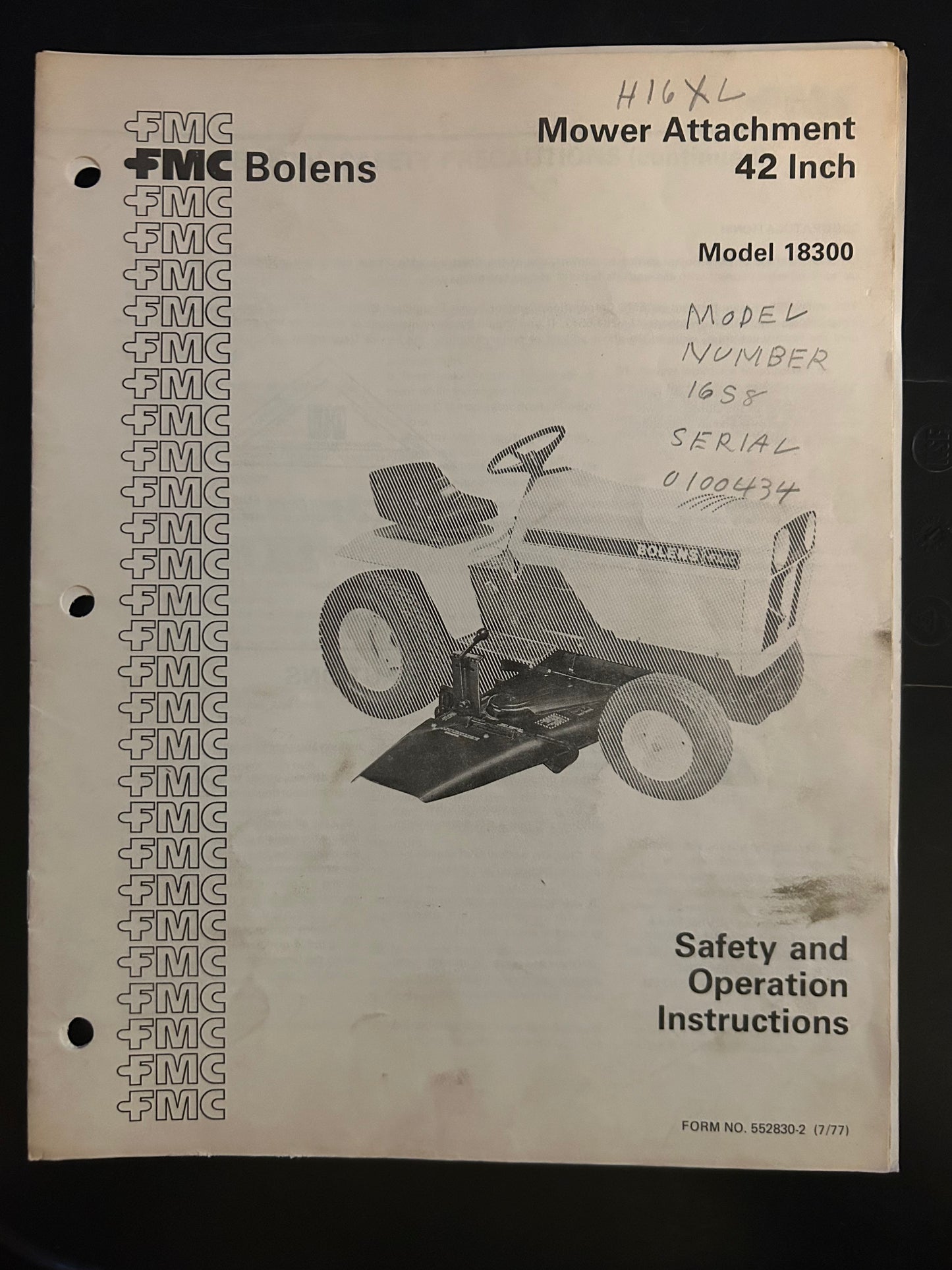Bolens _ Mower Attachment 42” model 18300 _ Safety & Operation Instructions