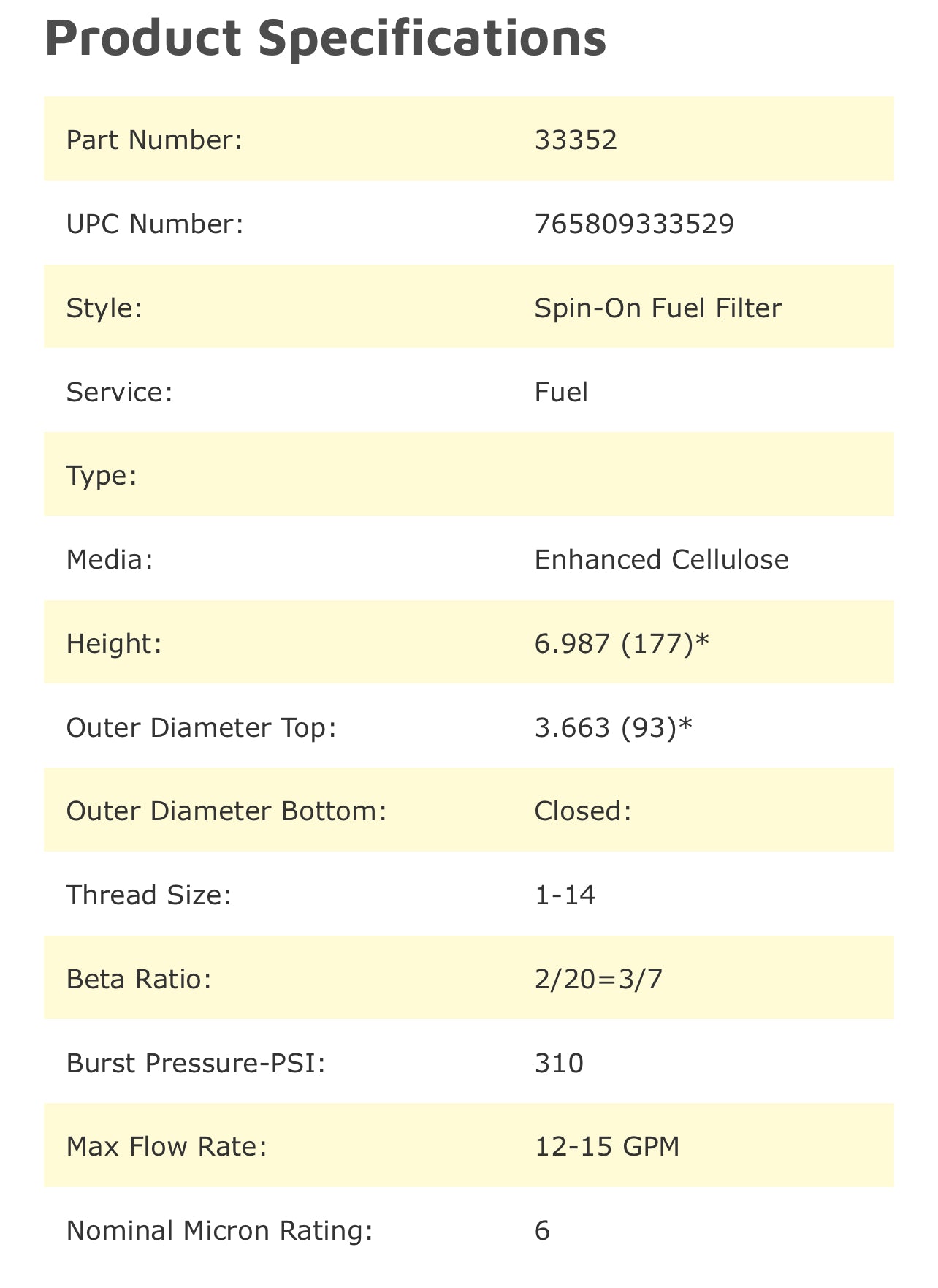 Wix 33352 Spin-On Fuel Filter