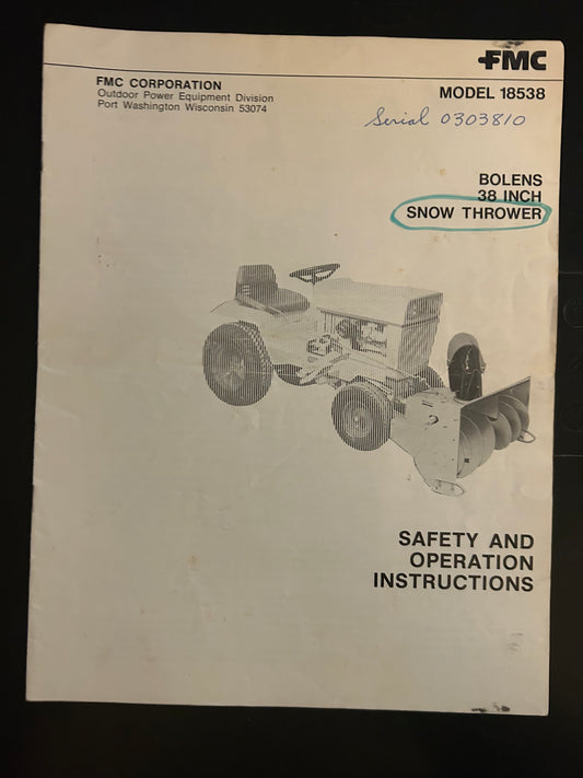 Bolens _ 38” Snow Thrower model 18538 _ Safety & Operation Instructions