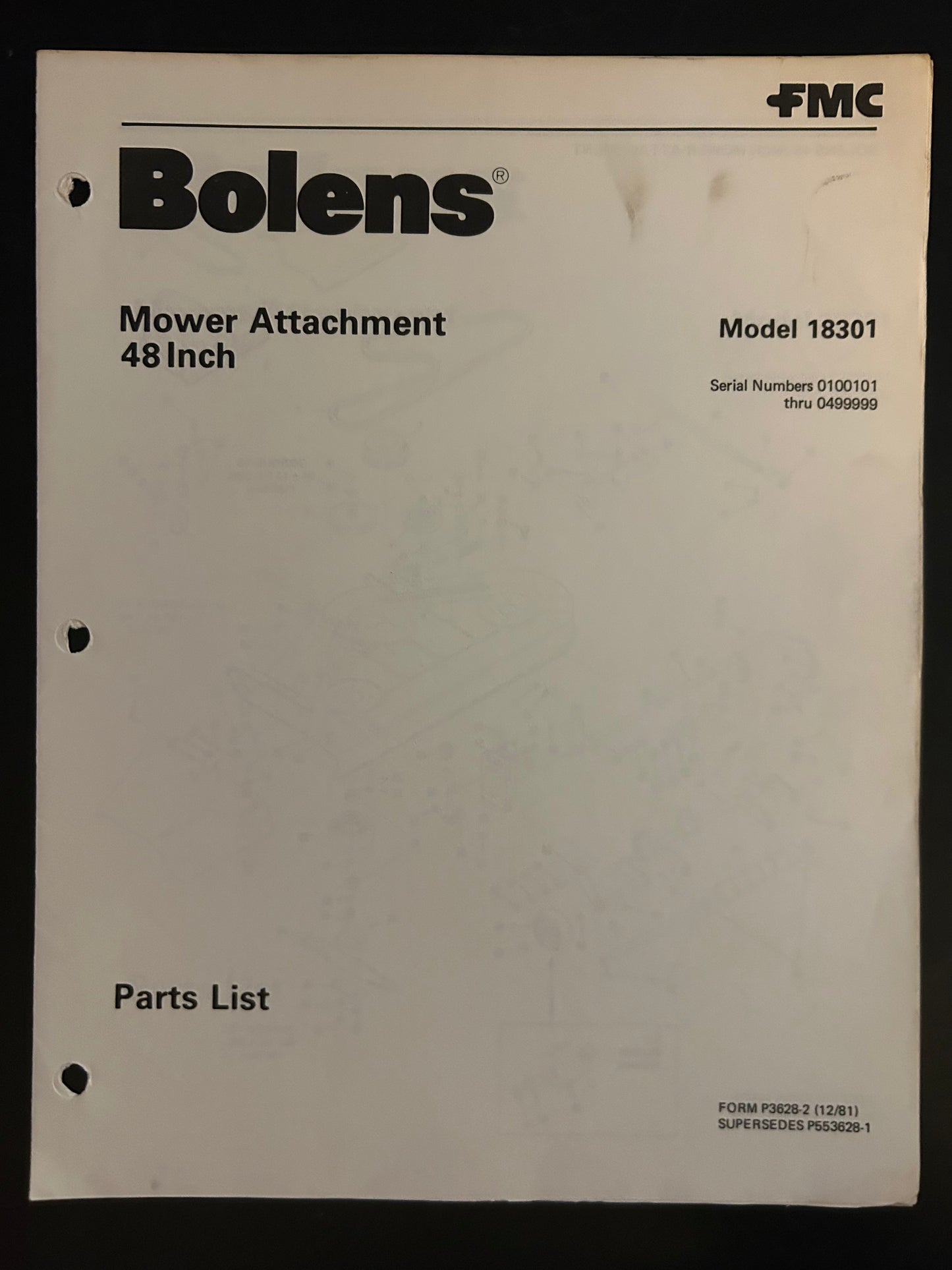 Bolens _ Mower Attachment 48” model 18301 _ Parts List