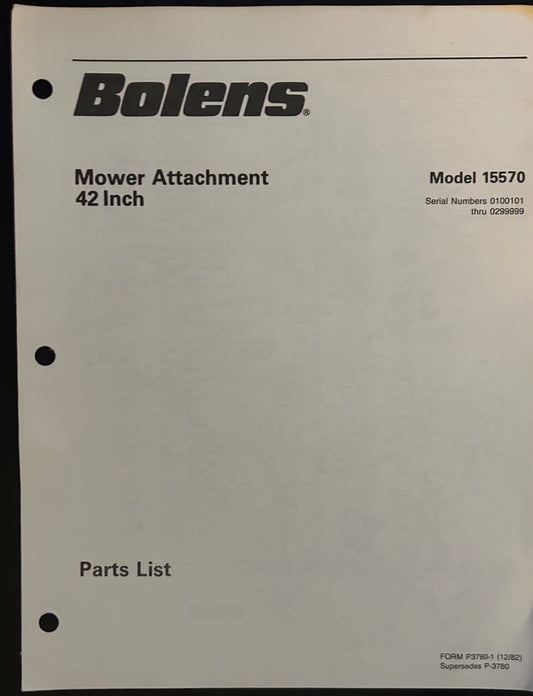 Bolens _ Mower Attachment 42” model 15570 _ Parts List