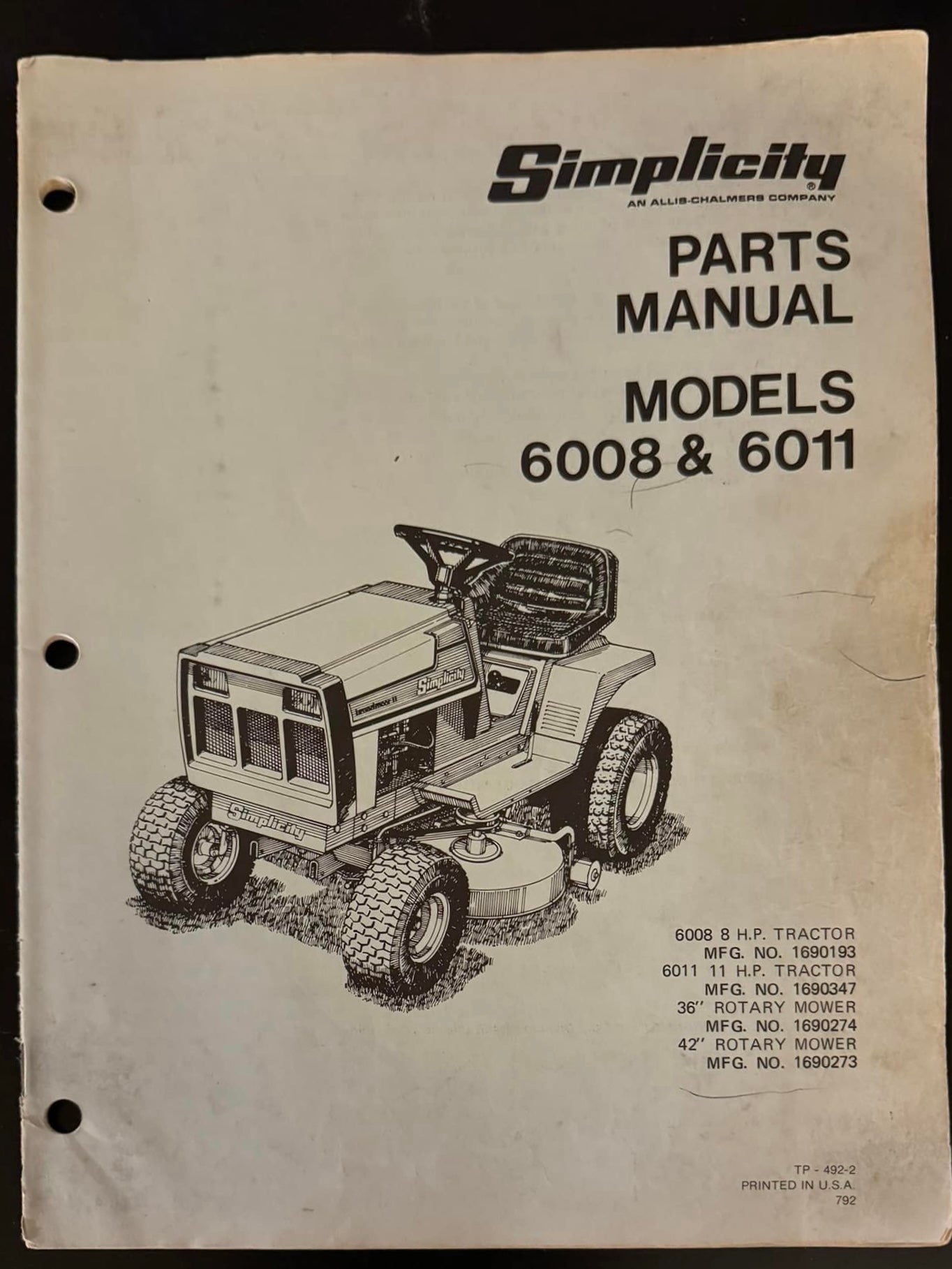 Simplicity Models 6008 & 6011 _ Parts Manual TP-492-2