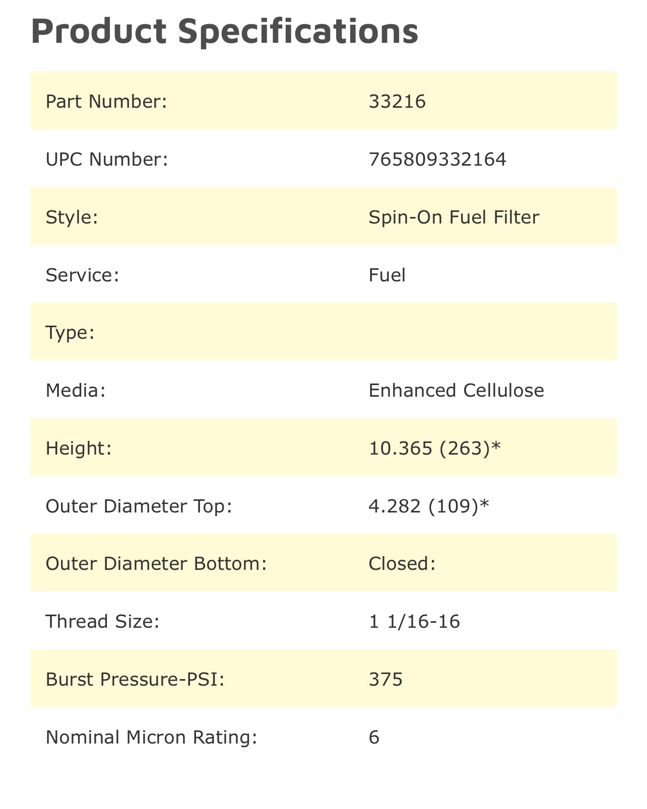 Wix 33216 Spin-On Fuel Filter
