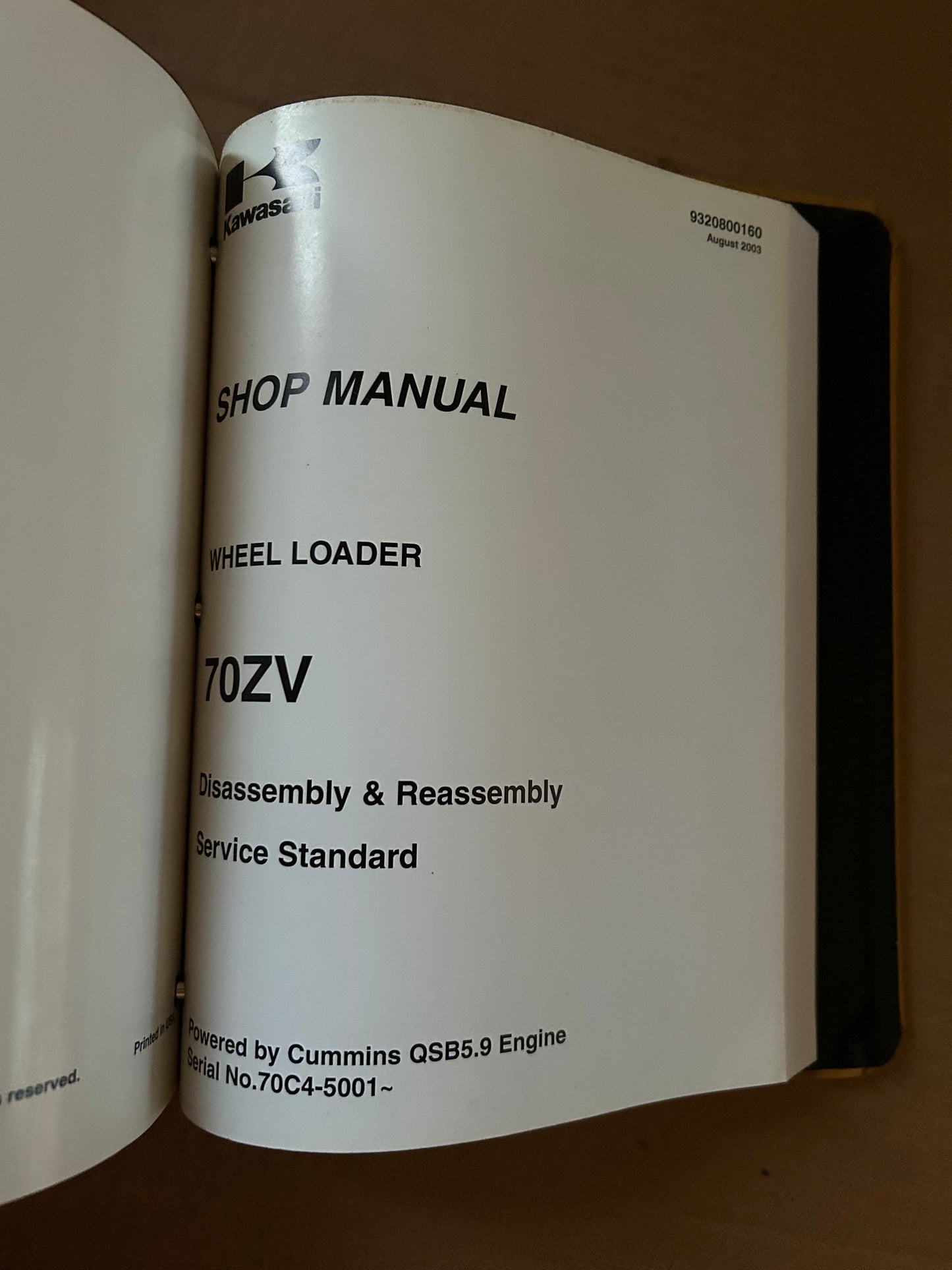 Kawasaki _ 70ZV Wheel Loader _ Binder