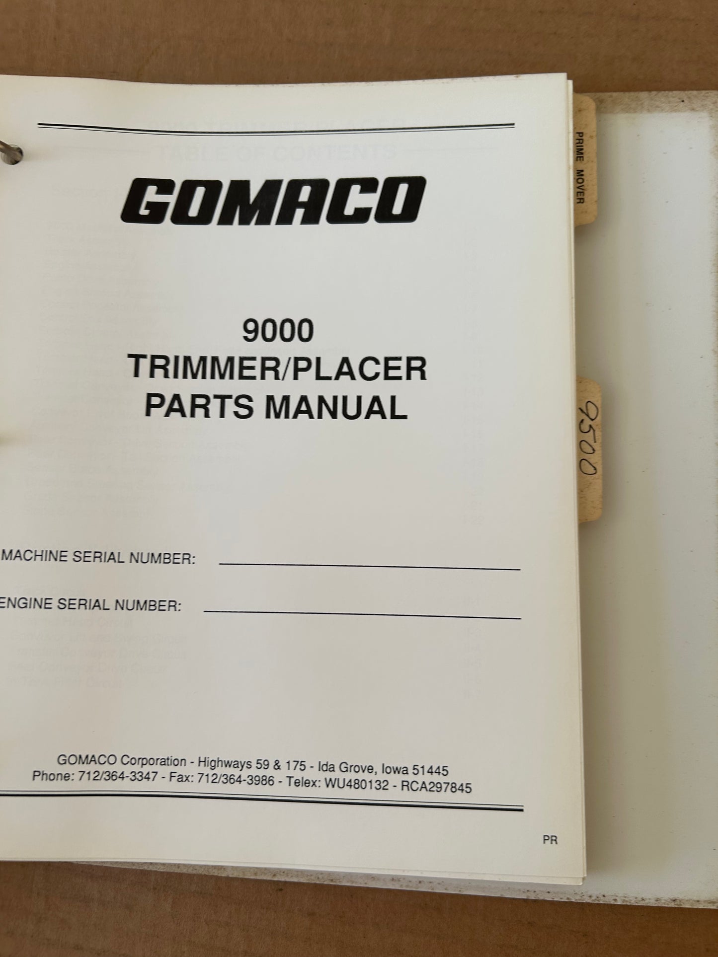 Gomaco _ GT-6000, 8500B, 9000 & 9500 Operators & Parts Manual