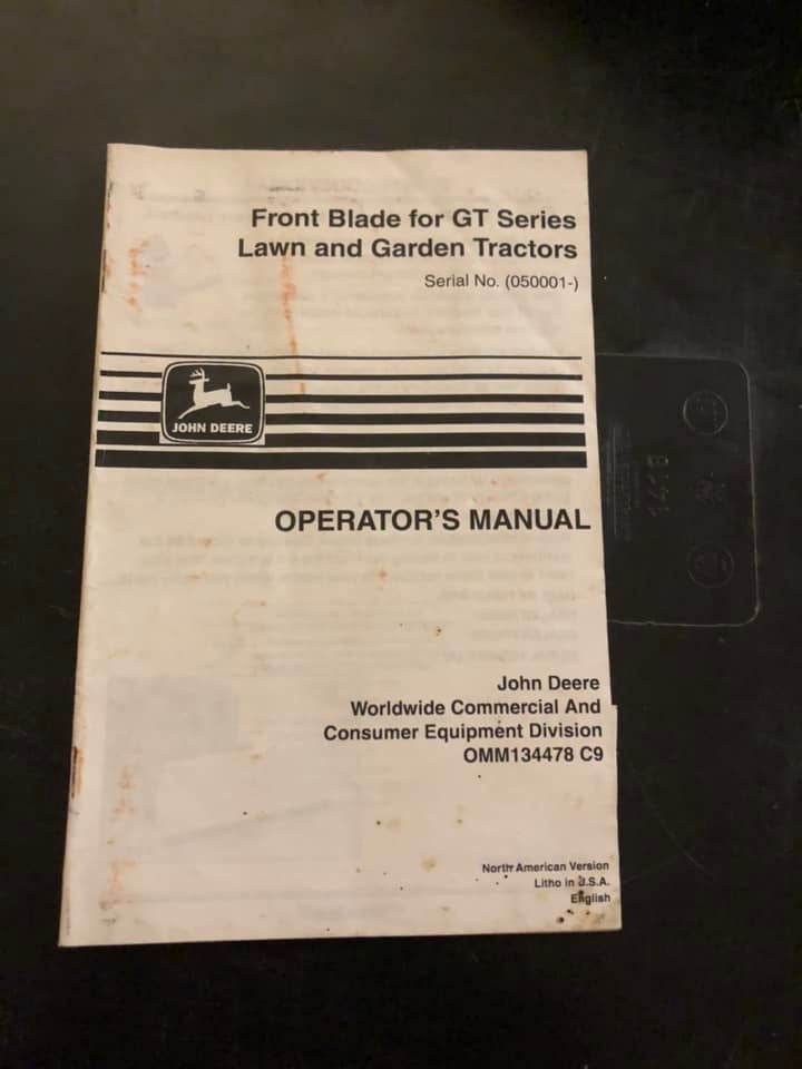 John Deere _ Front Blade for GT series Lawn & Garden Tractors _ Operator’s Manual