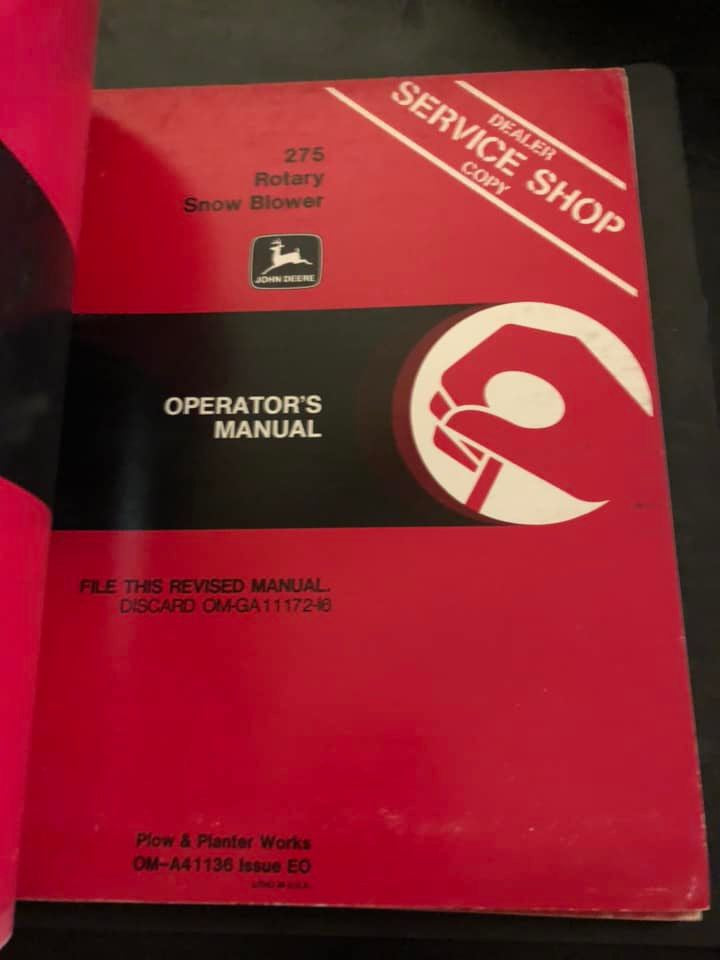 John Deere _ 275 Rotary Snow Plow _ Operator's Manual