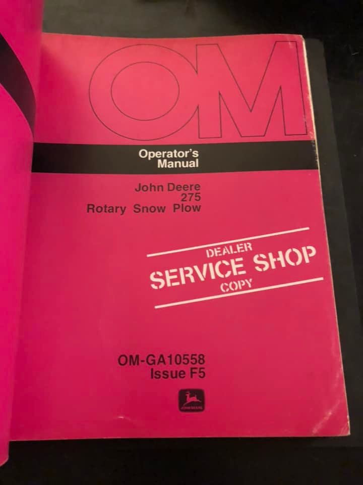 John Deere _ 275 Rotary Snow Plow _ Operator's Manual