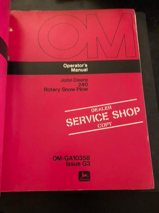 John Deere  _ 240 Rotary Snow Plow _ Operator's Manual