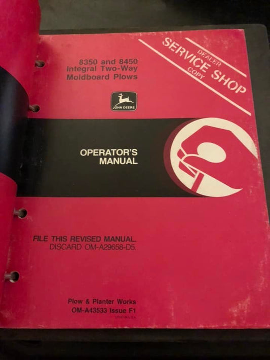 John Deere  _ 8350 & 8450 Integral Two-Way Moldboard Plows _ Operator's Manual
