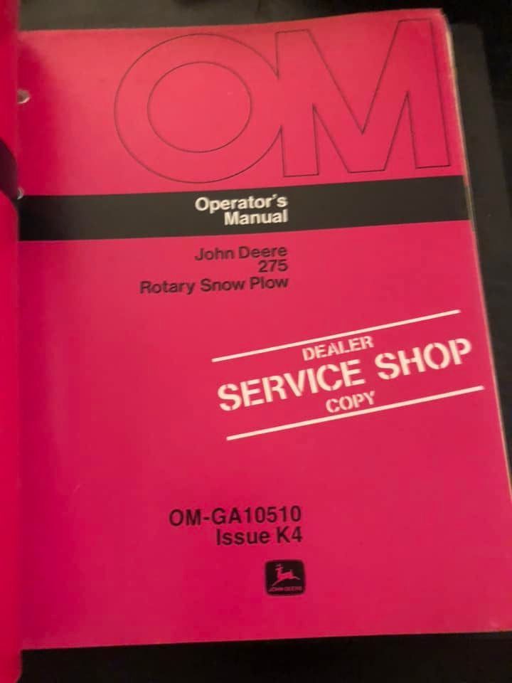 John Deere _ 275 Rotary Snow Plow _ Operator's Manual