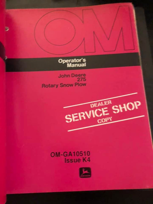 John Deere  _ 275 Rotary Snow Plow _ Operator's Manual
