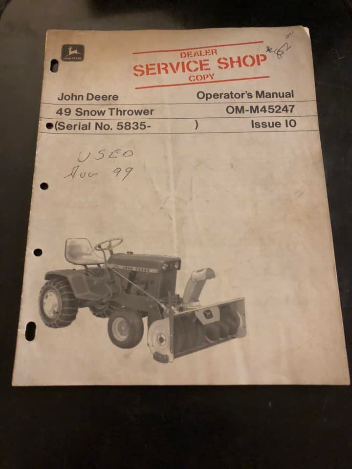 John Deere _ 49 Snow Thrower _ Manuals