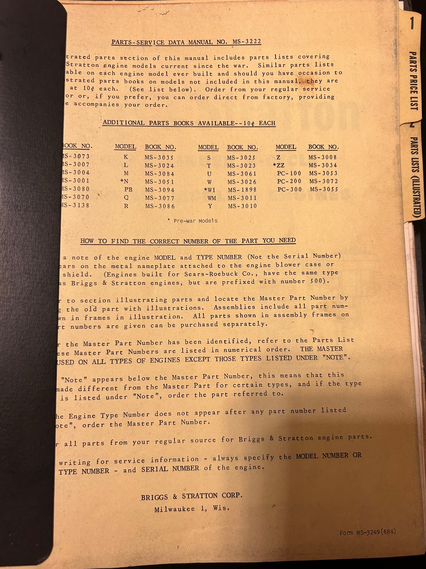 Briggs & Stratton _ Parts -Service Data