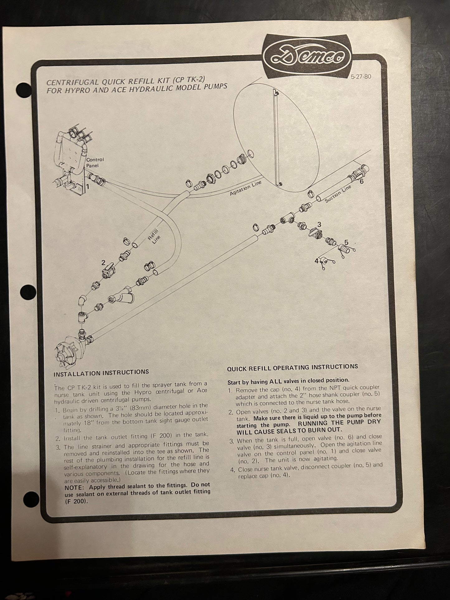 Demco _ Centrifugal Quick Refill Kit for Hypro & Ace Hydraulic Model Pumps _ Installation Instructions