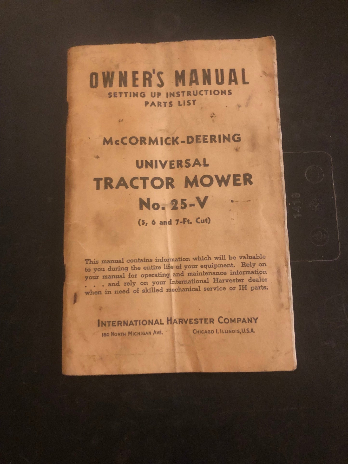 McCormick-Deering Universal Tractor Mower No 25-V - Manual