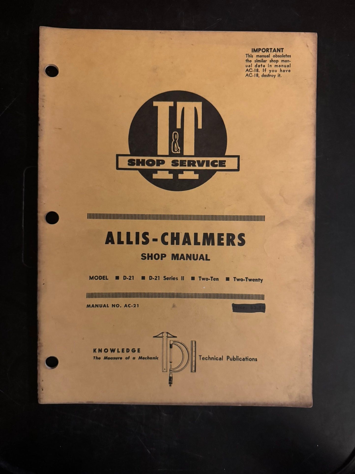 I&T _ Allis-Chamlmers Models D-21, D-21 series 2, 2-10 & 2-20 _ Shop Manual AC-21