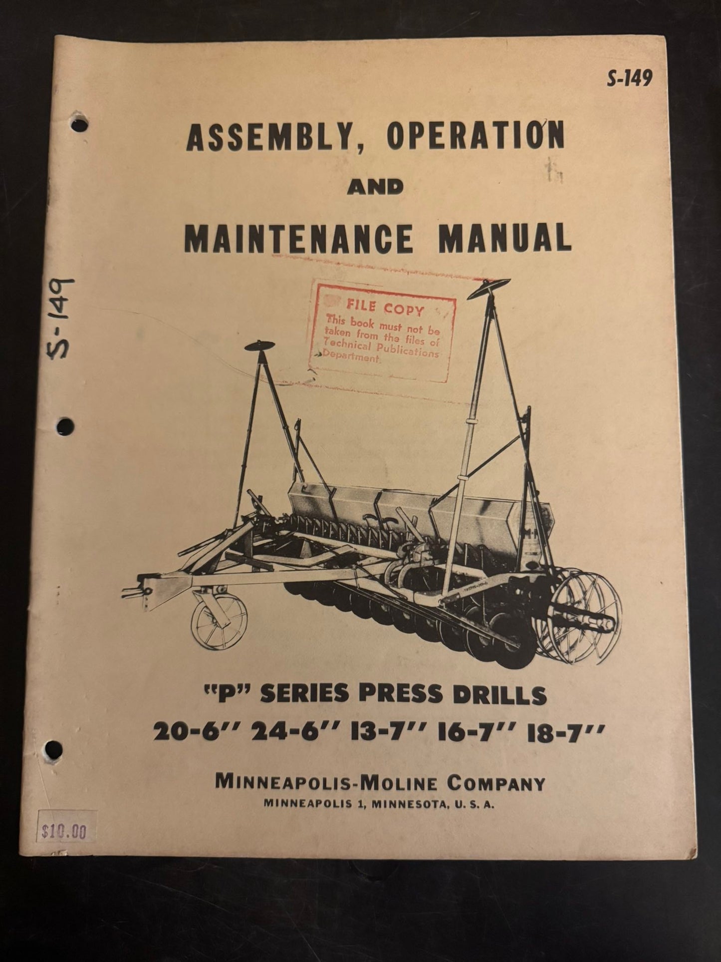 Minneapolis Moline _ P Series Press Drills 20-6”, 24-6”, 13-7”, 16-7” & 18-7” _ Assembly, Operation & Maintenance Manual
