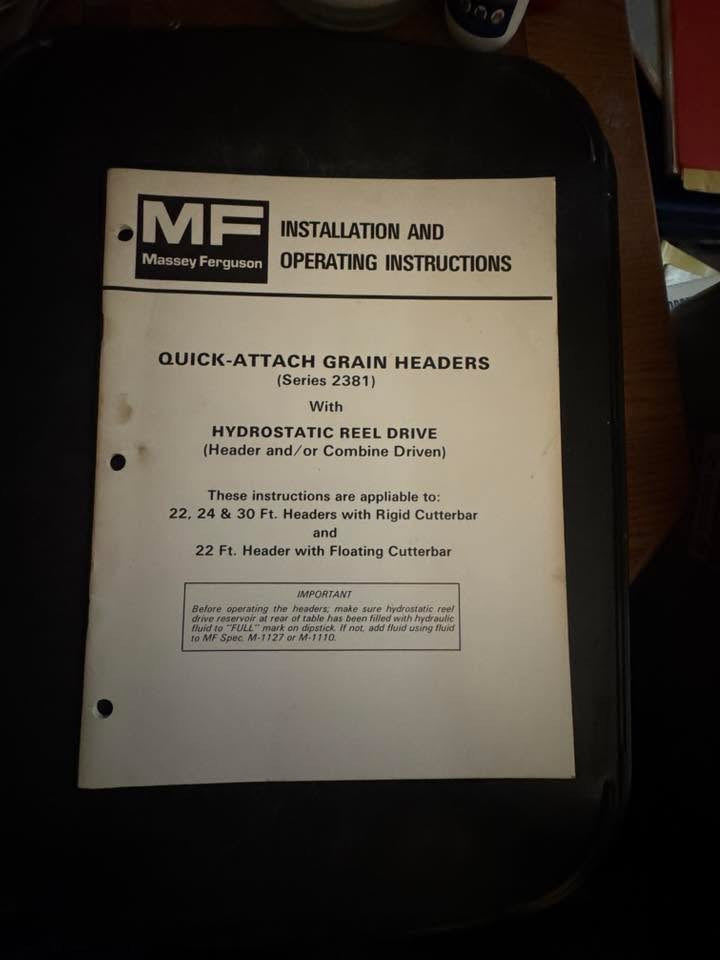 Massey Ferguson Quick-Attach Grain Headers (series 2381) _ Installation & Operating Instructions
