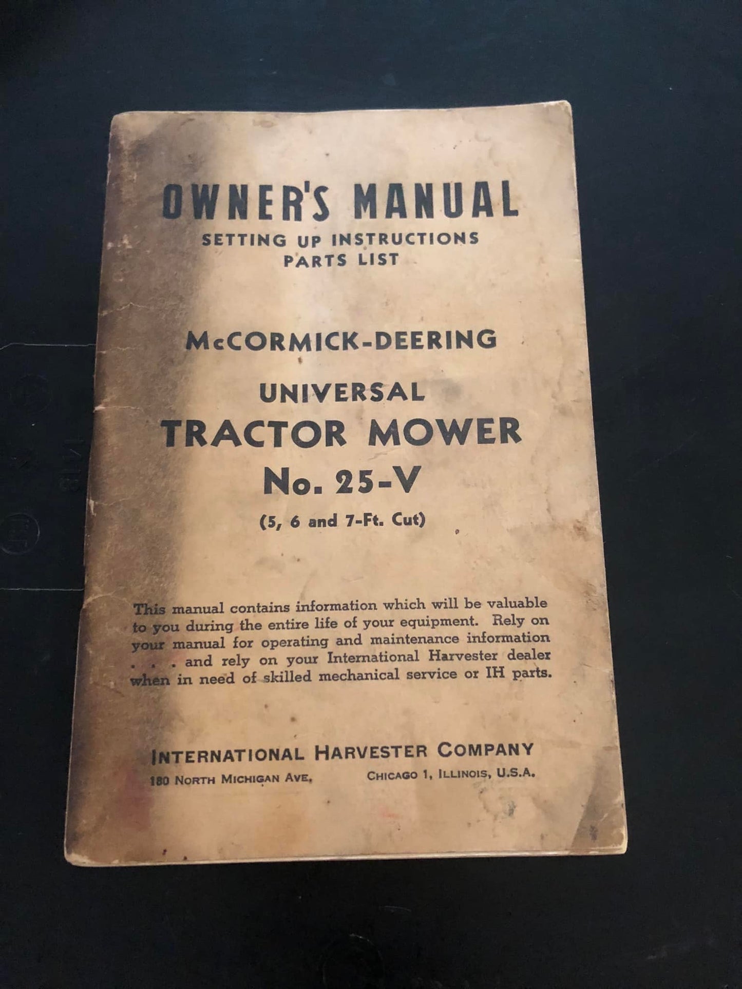 McCormick-Deering Universal Tractor Mower No 25-V - Manual