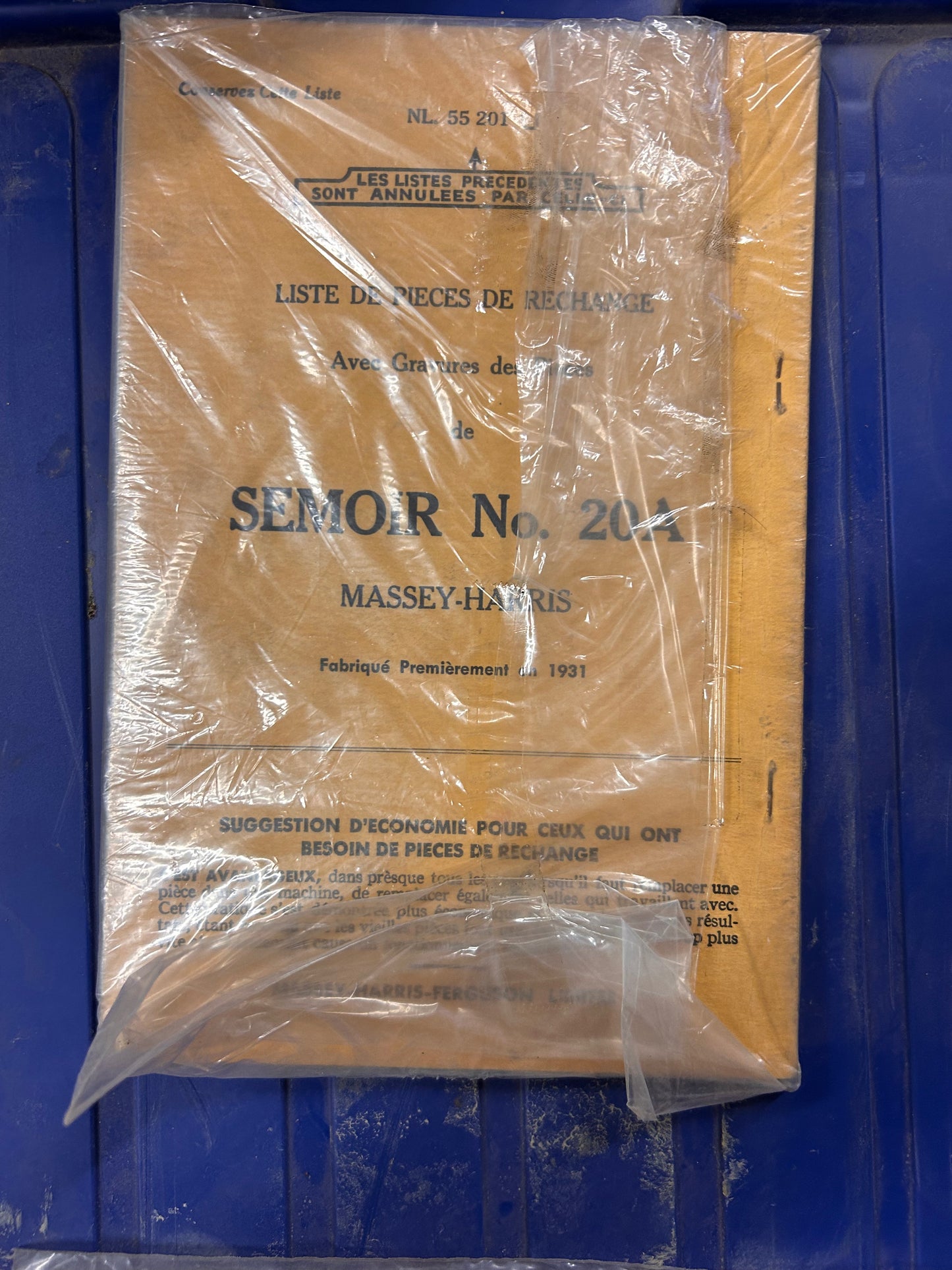 Massey Harris _ French Edition Seed Drill no 20A _ Parts List