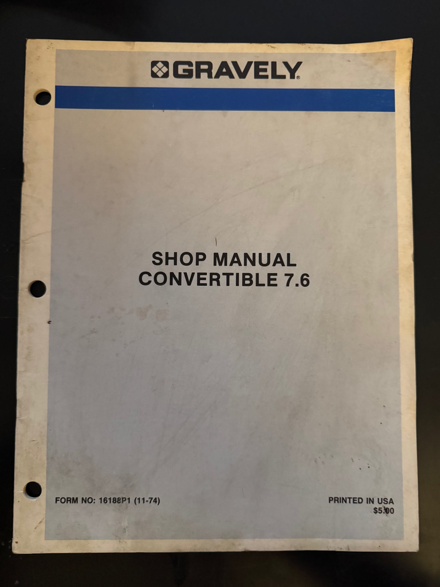 Gravely - Shop Manual _ Convertible 7.6 _ Form 16188P1