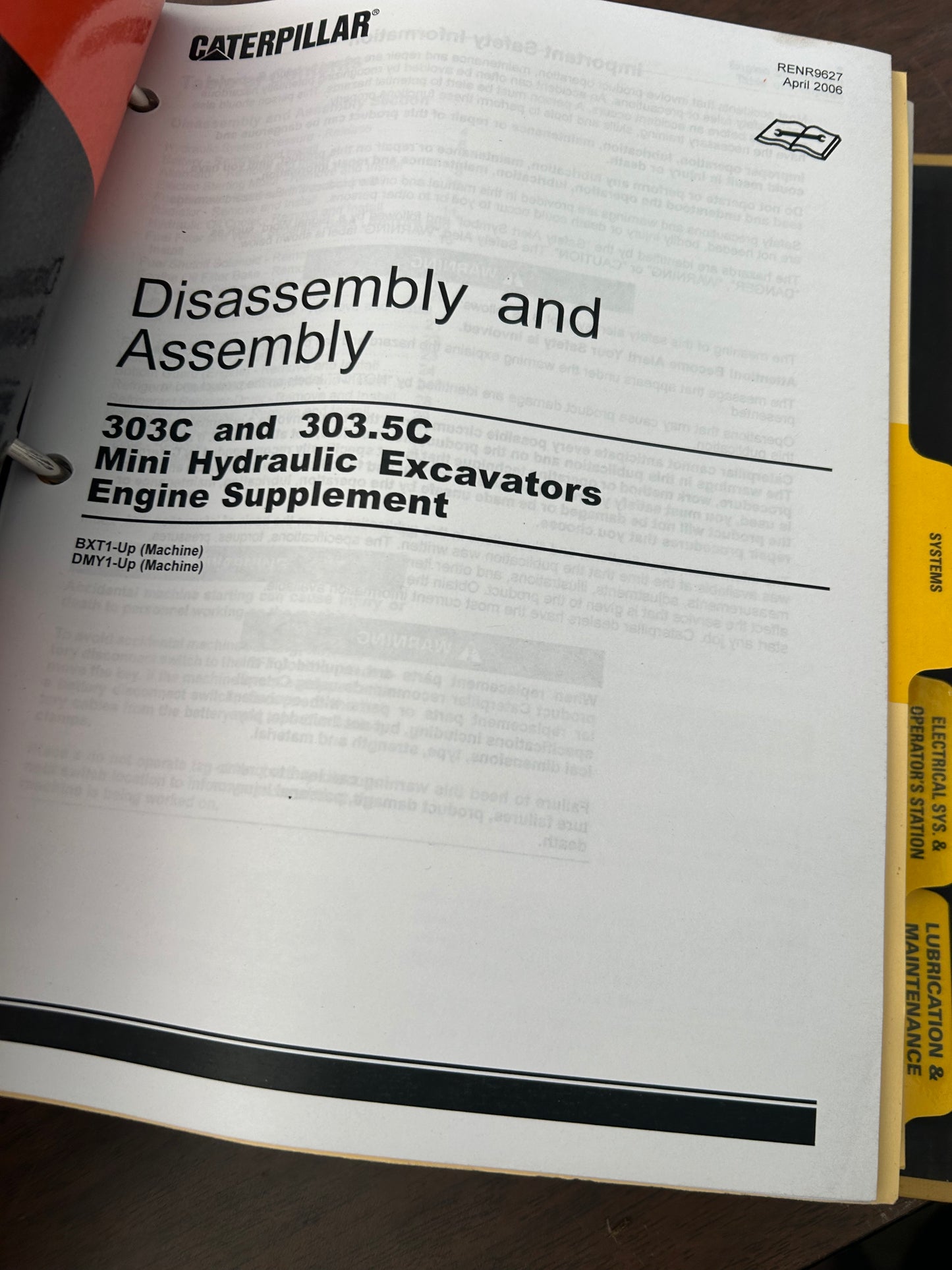 Caterpillar _ 303C CR & 303.5C CR Mini hydraulic Excavator _ Manuals Binder