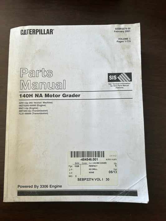 Caterpillar _ 140H NA Motor Grader _ Parts Manual