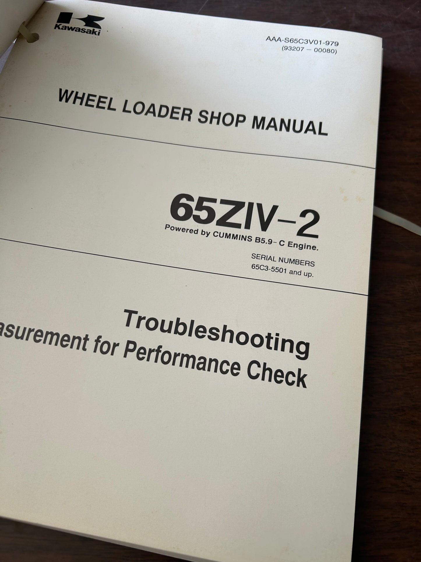 Kawasaki _ 65ZIV-2 Wheel Loader - Shop Manual _ Set of 4