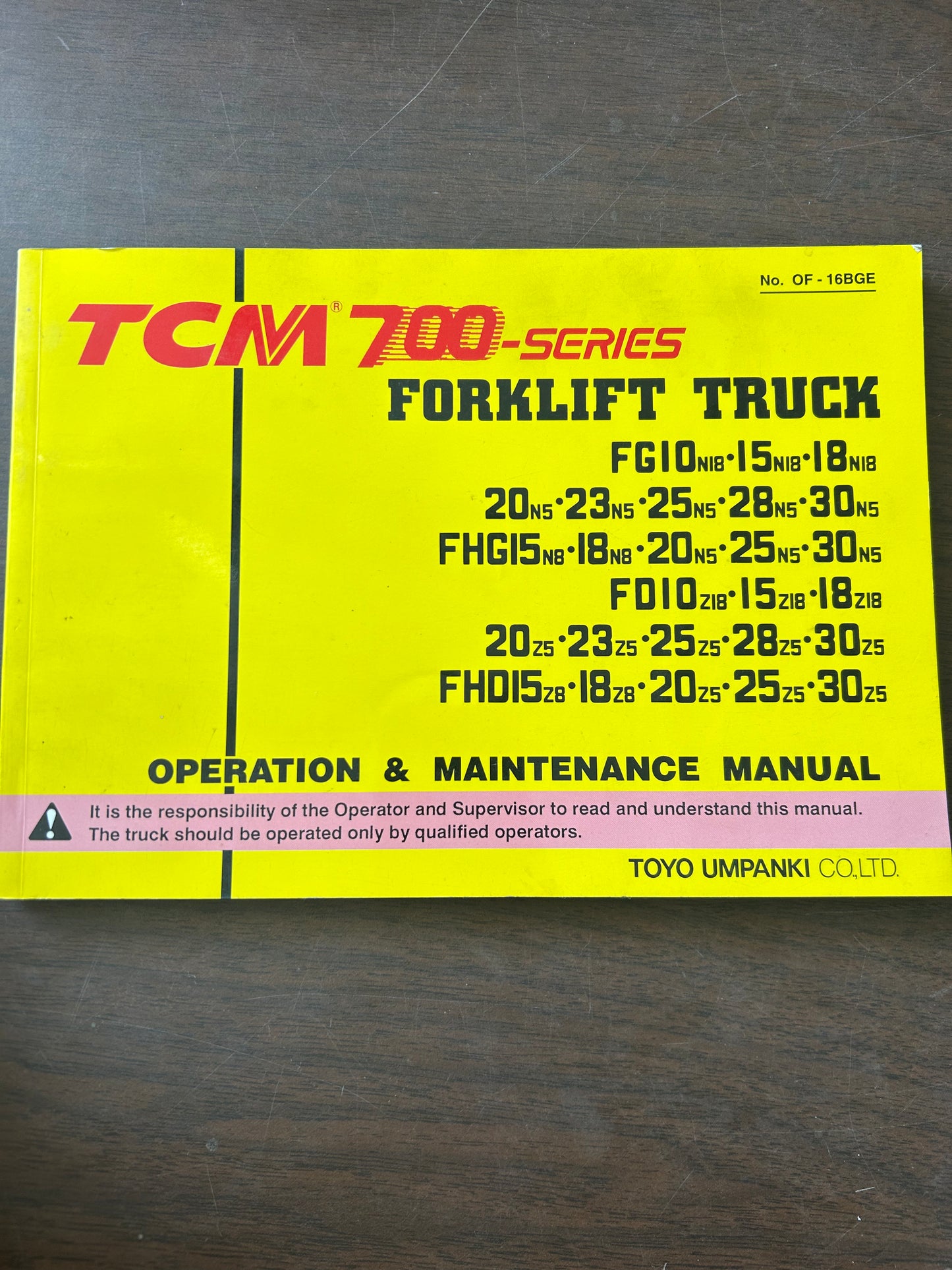 TCM 700 Series Forklift Truck _ Operation & Maintenance Manual
